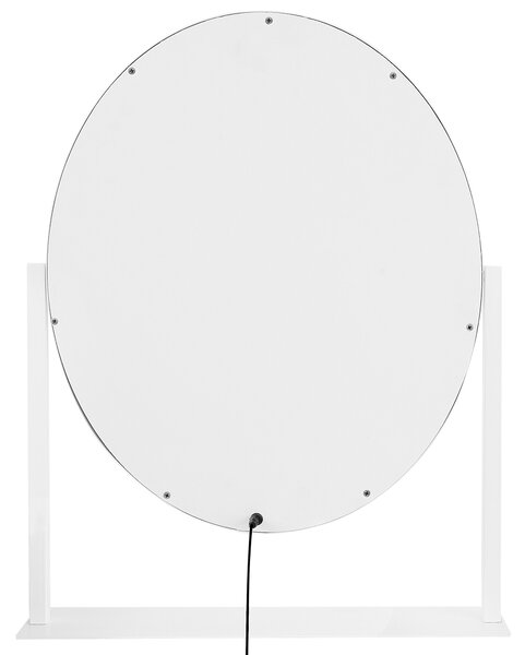 Kozmetické zrkadlo biela železo sklo 50 x 60 cm oválny tvar s LED osvetlením hollywoodske moderný glamour štýl doplnky