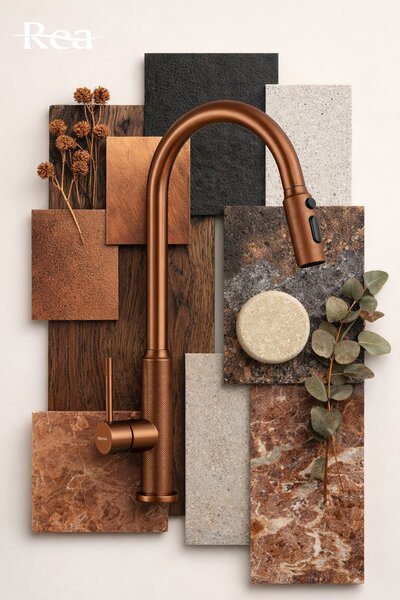 Kuchynská batéria Rea Master Brush Copper