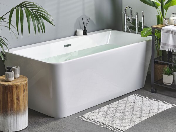 Vaňa biela sanitárny akrylát 170 x 80 cm oválna pre jednu osobu minimalistický dizajn