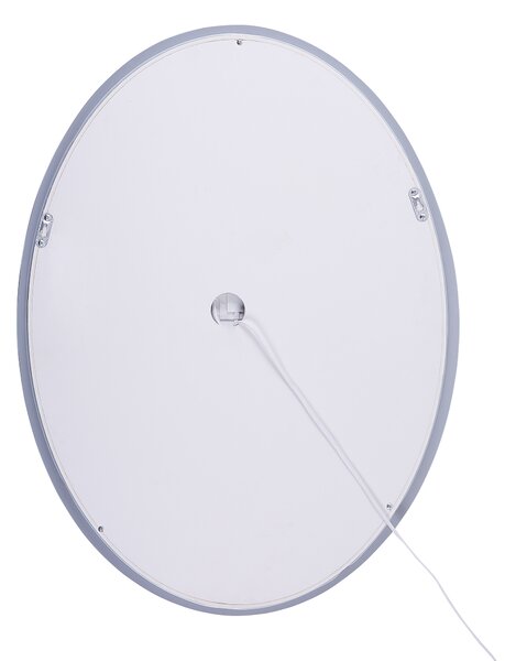 Nástenné zrkadlo s LED svetlom strieborné oválne 60 x 80 cm obdĺžnikové so systémom proti zahmlievaniu