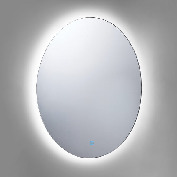 Nástenné zrkadlo s LED svetlom strieborné oválne 60 x 80 cm obdĺžnikové so systémom proti zahmlievaniu