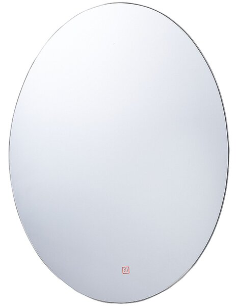 Nástenné zrkadlo s LED svetlom strieborné oválne 60 x 80 cm obdĺžnikové so systémom proti zahmlievaniu