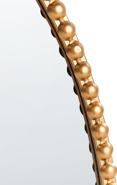 Nástenné zrkadlo zlatá sklo železo 79 x 57 cm oválny tvar ozdobný rám korálky lesklý povrch moderný glamour štýl obývačka spálňa