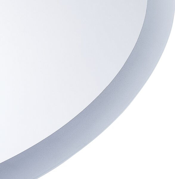 Nástenné zrkadlo s LED svetlom strieborné 60 x 80 cm obdĺžnikové so systémom proti zahmlievaniu kúpeľňa