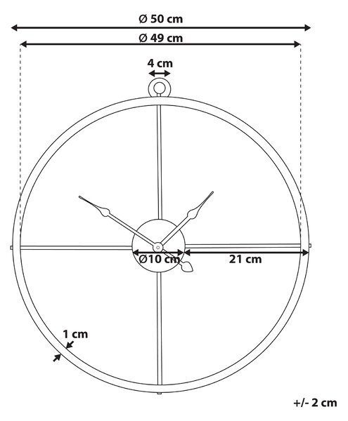 Nástenné hodiny zlaté železo bez číslic Ø 50 cm moderný minimalistický dizajn doplnky