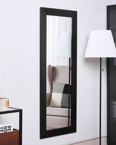 Závesné zrkadlo na stenu čierne 50 x 130 cm zarámované moderná súčasná obývacia izba chodba