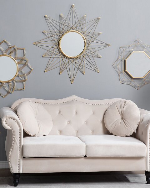 Závesné zrkadlo na stenu zlaté 67 cm okrúhle v tvare kvetu glamour art deco vintage hollywood