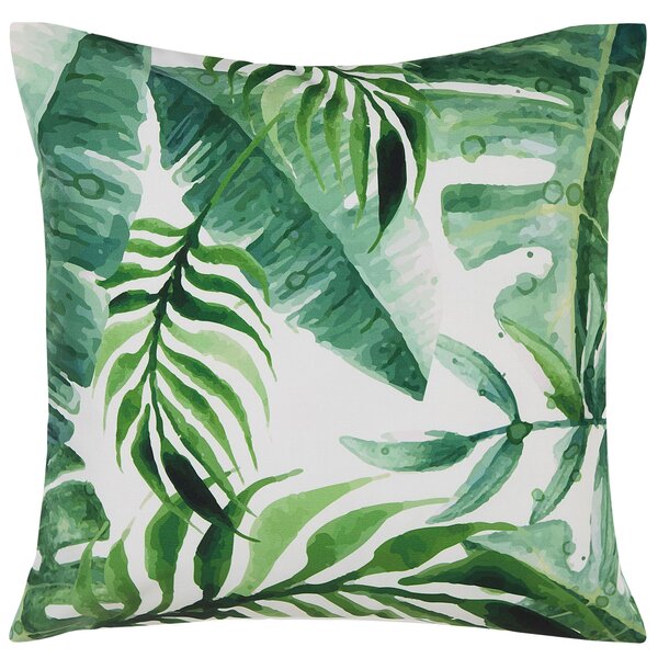 Sada 2 záhradných vankúšov zelená biela polyester 45 x 45 cm štvorcový tvar rastlinný vzor odolnosť voči UV moderný štýl exteriér