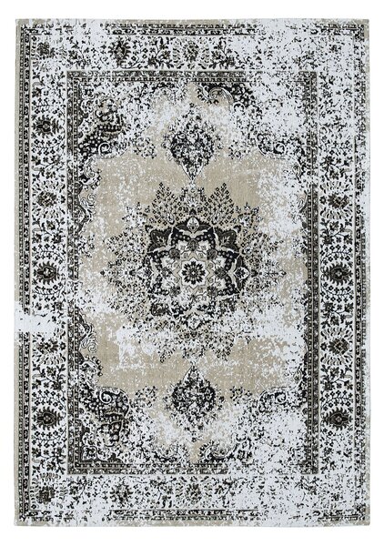 Koberec béžový a sivý 140 x 200 cm orientálny s vyblednutým efektom obývacia izba spálňa