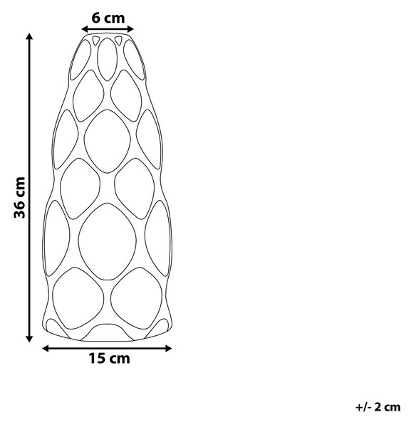 Váza na kvety biela a zlatá kameninová 36 cm geometrický vzor dekorácia na stôl