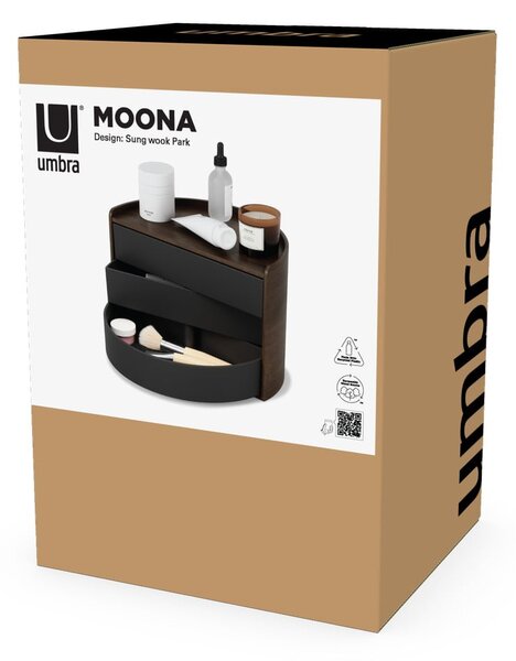 Čierny kúpeľňový organizér otočný Moona – Umbra