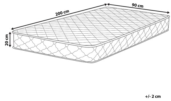 Matrac biely 90 x 200 cm vreckový pružinový obojstranný so stredne tvrdou a tvrdou stranou