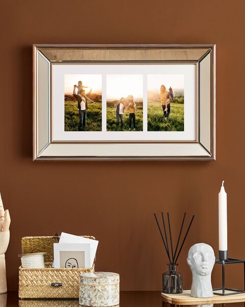 Fotorámik medený plastový so zrkadlovým efektom 51 x 32 cm na 3 fotografie 15 x 10 cm