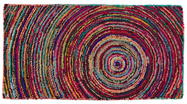 Koberec viacfarebný s bavlnou 80 x 150 cm obdĺžnikový abstraktný vzor ručne tkaný boho štýl