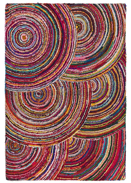 Koberec viacfarebný bavlnený 160 x 230 cm tkaný boho abstraktný ručne vyrobený koberec