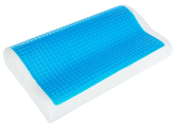 Vankúš biela modrá pamäťová pena 50 x 30 cm obdĺžnikový tvar vysoký profil spálňa