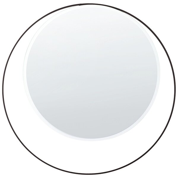 Nástenné zrkadlo čierna kov železo sklo ø 50 cm okrúhly tvar moderný minimalistický štýl obývačka spálňa