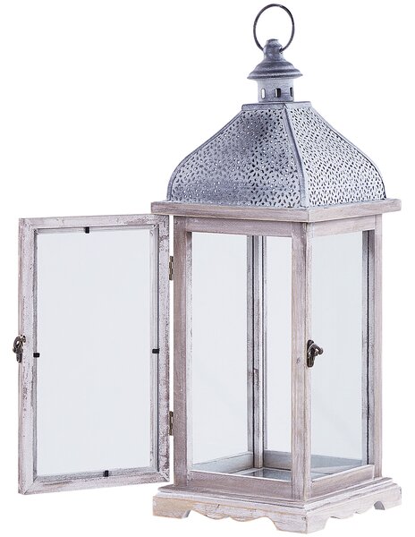 Lampáš biely kovový 47 cm klasický svietnik retro dizajn dekoratívny doplnok