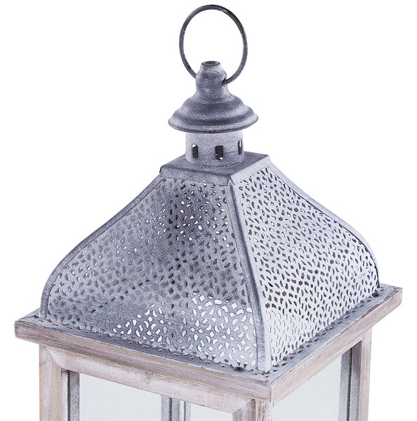 Lampáš biely kovový 47 cm klasický svietnik retro dizajn dekoratívny doplnok