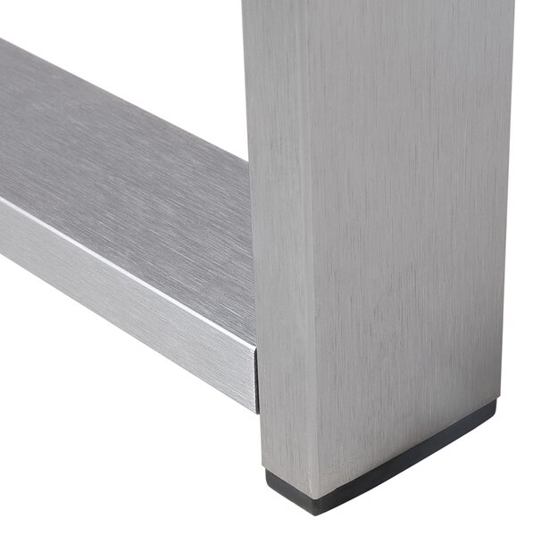 Záhradný konferenčný stolík svetlosivá hliník 90 x 50 cm kovový rám vrchná doska zo syntetického materiálu moderný štýl exteriér