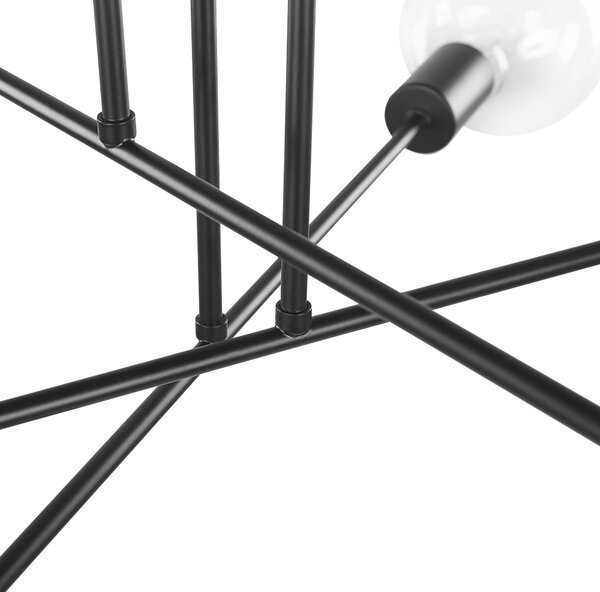 Stropná lampa čierna kov matný povrch 6 žiaroviek moderný industriálny štýl na strop obývačka