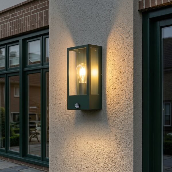 Vonkajšia nástenná lampa tmavozelená s pohybovým senzorom IP44 - Rotterdam