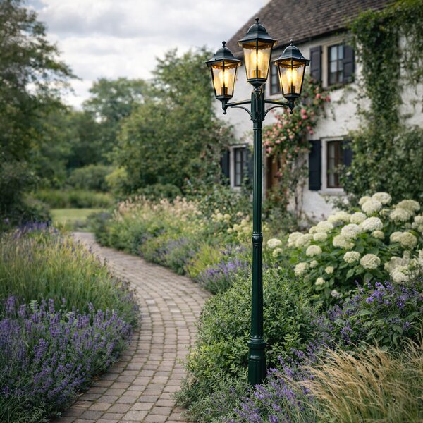 Rustikálna vonkajšia lampa tmavozelená 3-svetlo IP44 - New Orleans