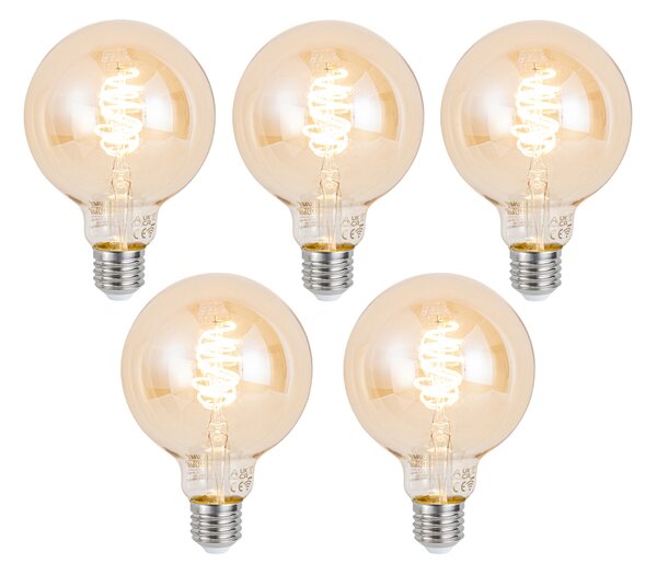 Sada 5 ks Inteligentné stmievateľné LED žiarovky E27 G95 Jantárová 4,9 W 320 lm 2500 K