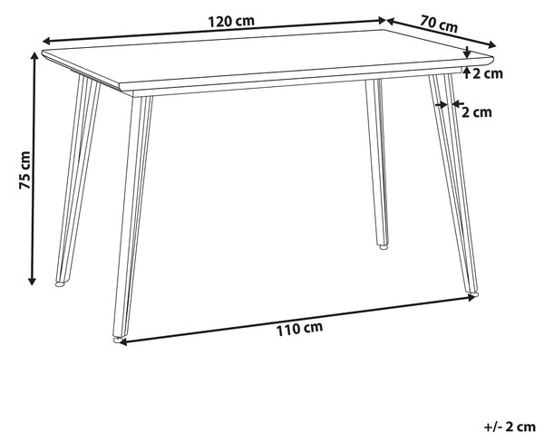Jedálenský stôl strieborné nohy MDF doska s mramorovým efektom obdĺžnikový 120 x 70 cm pre 4 osoby moderný dizajn