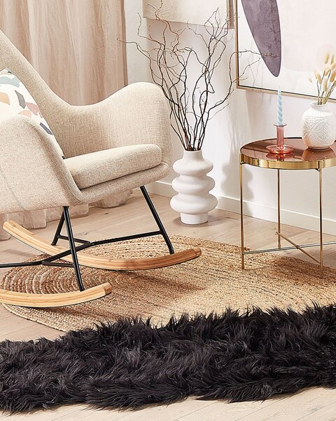 Umelá ovčia kožušina čierna akryl 60 x 180 cm glamour elegantný dizajn spálňa obývacia izba
