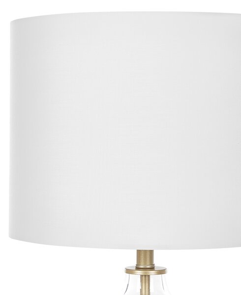 Stolná lampa biela zlatá priehľadná sklo oceľ polyester bavlna 63 cm priehľadný podstavec okrúhle tienidlo glamour štýl obývačka spálňa