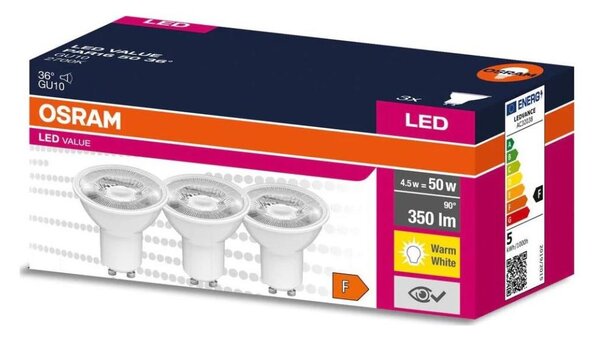 SADA 3x LED Žiarovka PAR16 GU10/4,5W/230V 2700K - Osram