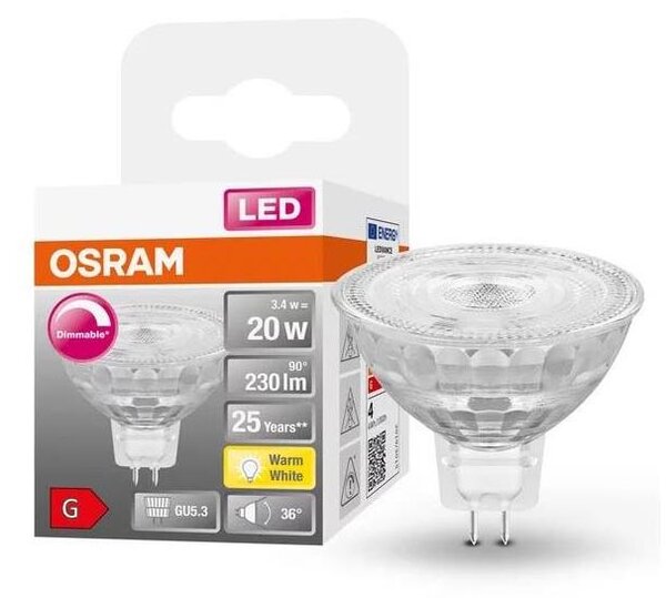 LED stmievateľná žiarovka GU5,3/3,4W/12V 2700K CRI 90 - Osram