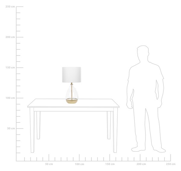 Stolná lampa biela zlatá priehľadná sklo oceľ polyester bavlna 63 cm priehľadný podstavec okrúhle tienidlo glamour štýl obývačka spálňa