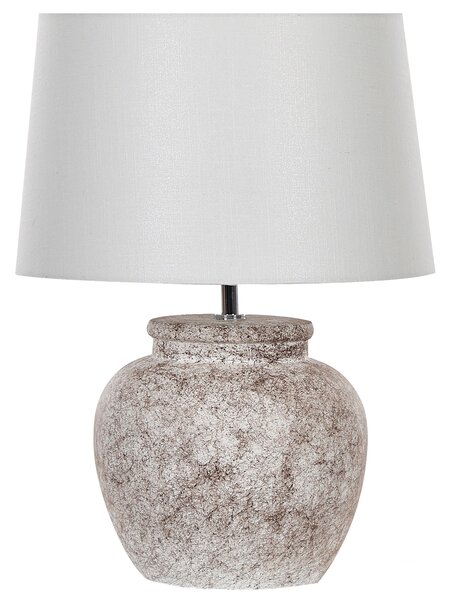 Stolná lampa béžová keramická 50 cm s tienidlom boho nočná lampa obývacia izba spálňa