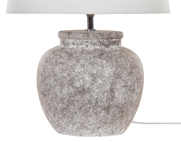 Stolná lampa béžová keramická 50 cm s tienidlom boho nočná lampa obývacia izba spálňa