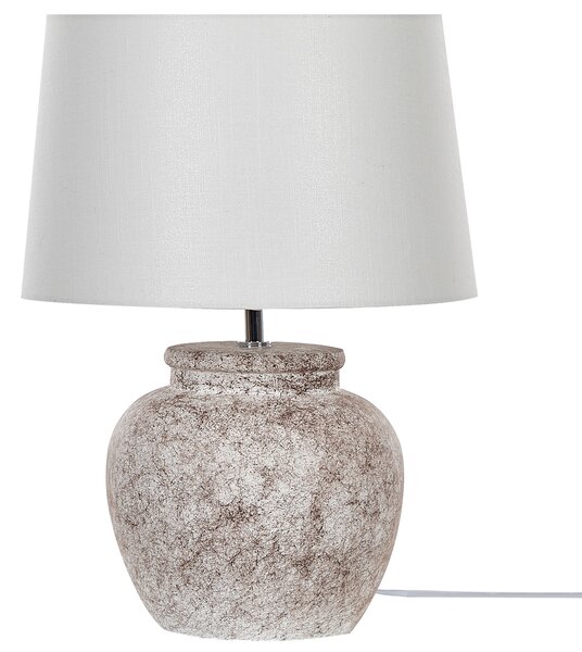 Stolná lampa béžová keramická 50 cm s tienidlom boho nočná lampa obývacia izba spálňa