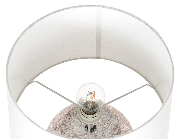 Stolná lampa béžová keramická 50 cm s tienidlom boho nočná lampa obývacia izba spálňa