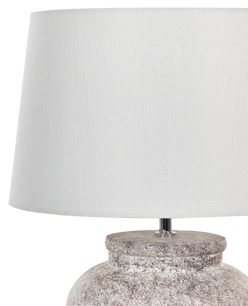 Stolná lampa béžová keramická 50 cm s tienidlom boho nočná lampa obývacia izba spálňa