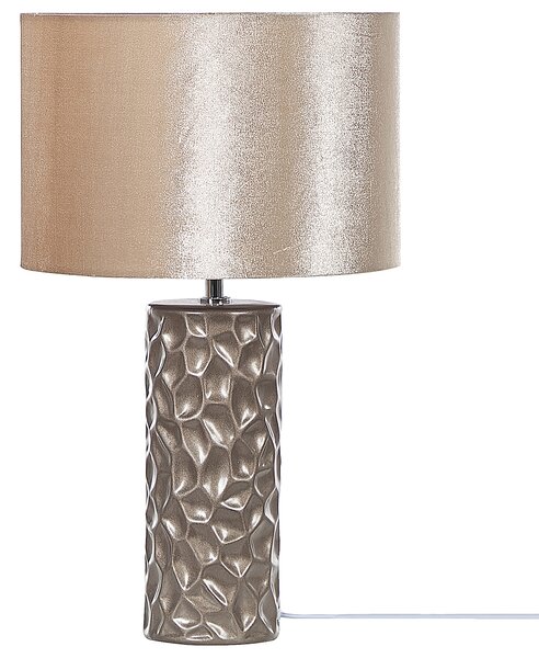Stolná lampa zlatá keramická 50 cm geometrický vzor zamatové tienidlo ozdobný podstavec elegantný glamour dizajn