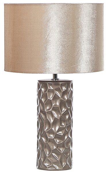 Stolná lampa zlatá keramická 50 cm geometrický vzor zamatové tienidlo ozdobný podstavec elegantný glamour dizajn