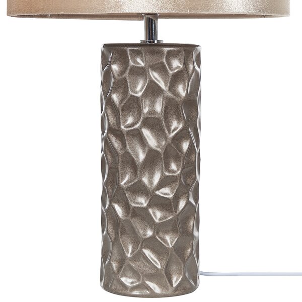 Stolná lampa zlatá keramická 50 cm geometrický vzor zamatové tienidlo ozdobný podstavec elegantný glamour dizajn