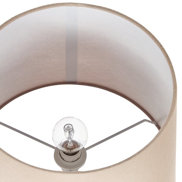 Stolná lampa zlatohnedá keramická 47 cm geometrický vzor látkové tienidlo ozdobný podstavec retro dizajn spálňa obývačka