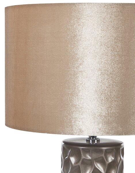 Stolná lampa zlatá keramická 50 cm geometrický vzor zamatové tienidlo ozdobný podstavec elegantný glamour dizajn