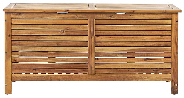Úložný box svetlohnedý akáciové drevo 130 x 64 x 48 cm olejovaná povrchová úprava s vekom úložný priestor terasa záhrada balkón