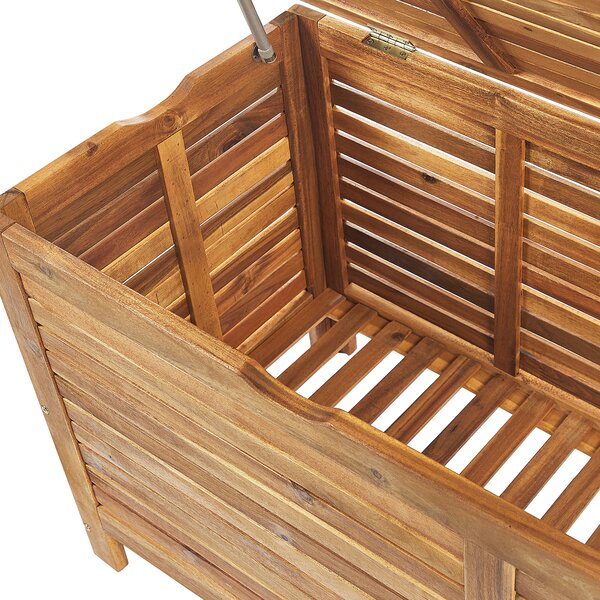 Úložný box svetlohnedý akáciové drevo 130 x 64 x 48 cm olejovaná povrchová úprava s vekom úložný priestor terasa záhrada balkón