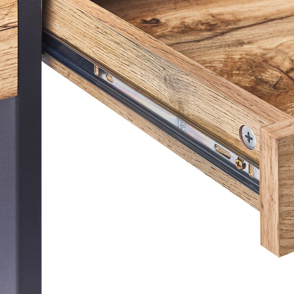 Písací stôl svetlé drevo a čierna MDF 120 x 55 cm oceľový rám 2 úložné zásuvky domáca kancelária