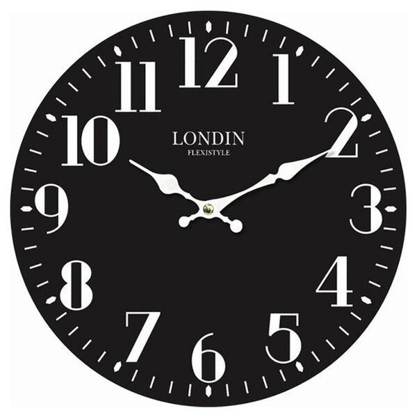 Nástenné hodiny PRINT čierna, ⌀ 34 cm