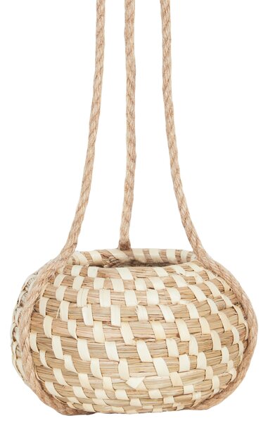 Sada 2 závesných kvetináčov prírodná morská tráva 27 x 86/ 22 x 69 cm bytové doplnky boho štýl