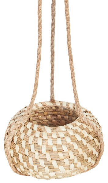 Sada 2 závesných kvetináčov prírodná morská tráva 27 x 86/ 22 x 69 cm bytové doplnky boho štýl